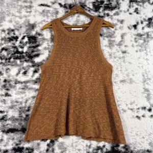 Womens Knit Tank Top Brown‎ Sleeveless Casual Lightweight Size M